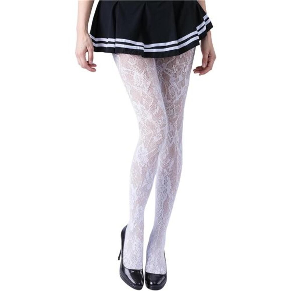 Stylish Fishnet Tights Floral Rose Pattern Black